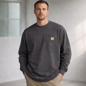 Carhartt Mens Long Sleeve T Shirt Dark Gray Original Fit Size XL K126 CRH